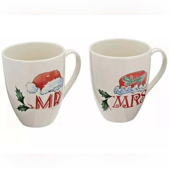 Lenox Set 2 Tazze Mr. & Mrs. Winter Greetings - Porcellana, 14 Oz, Decoro Invernale Con Cardinali, Regalo Per Coppie